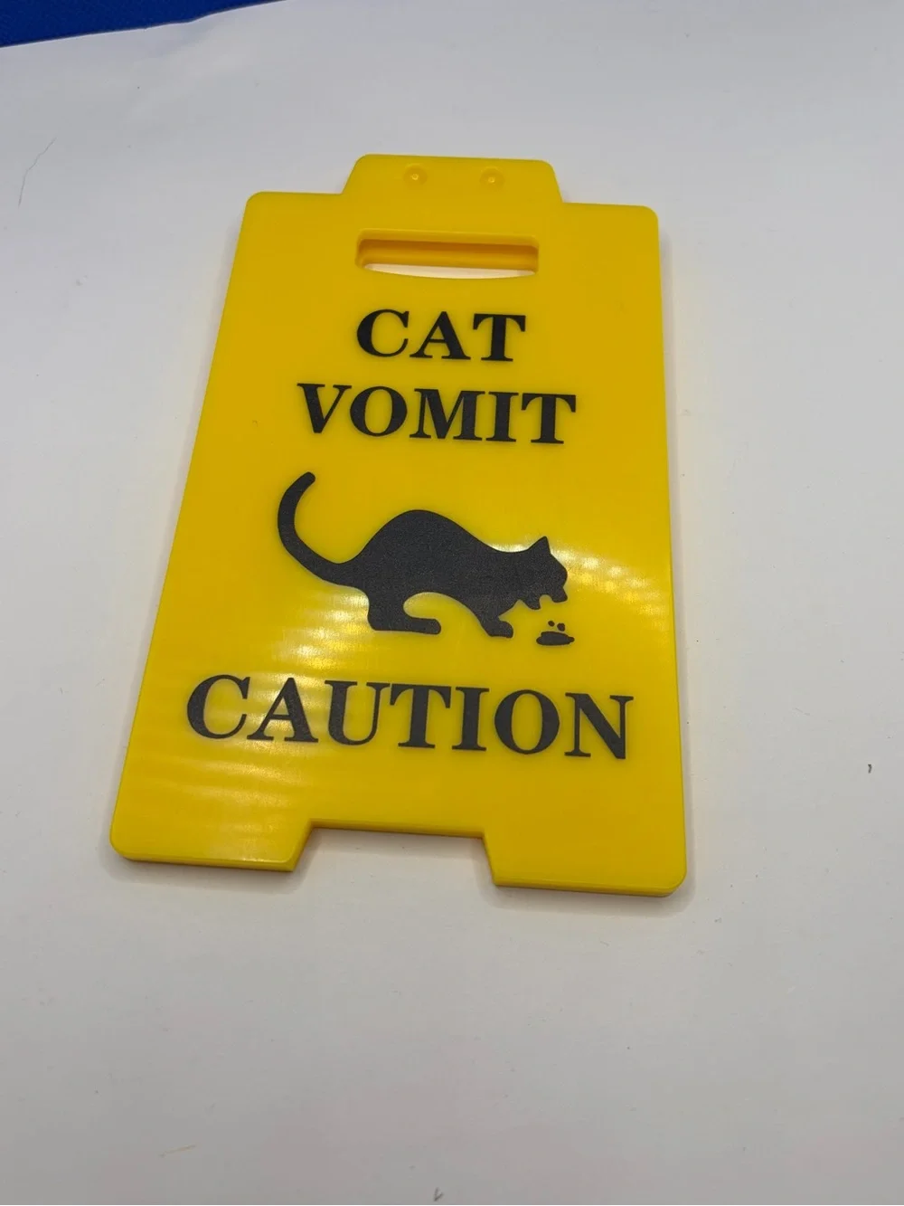 Cat Vomit Caution Sign - Yellow